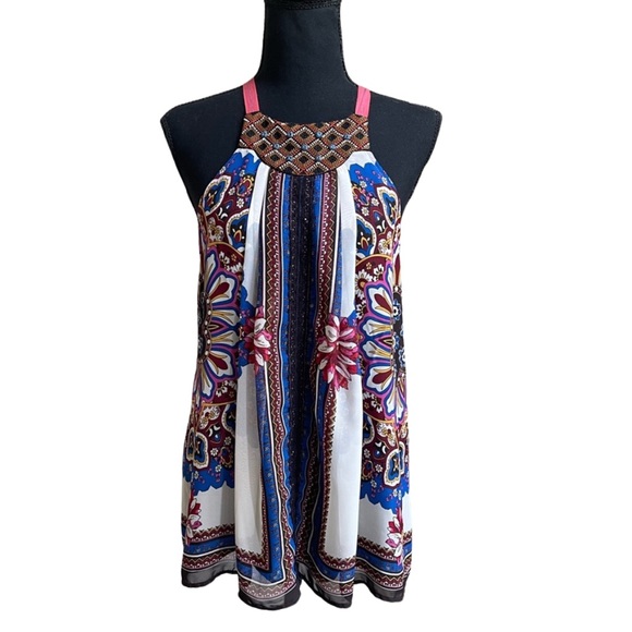 Anthropologie One September Nala Bohemian Beaded Embroidered Tank Top EUC - Picture 3 of 3